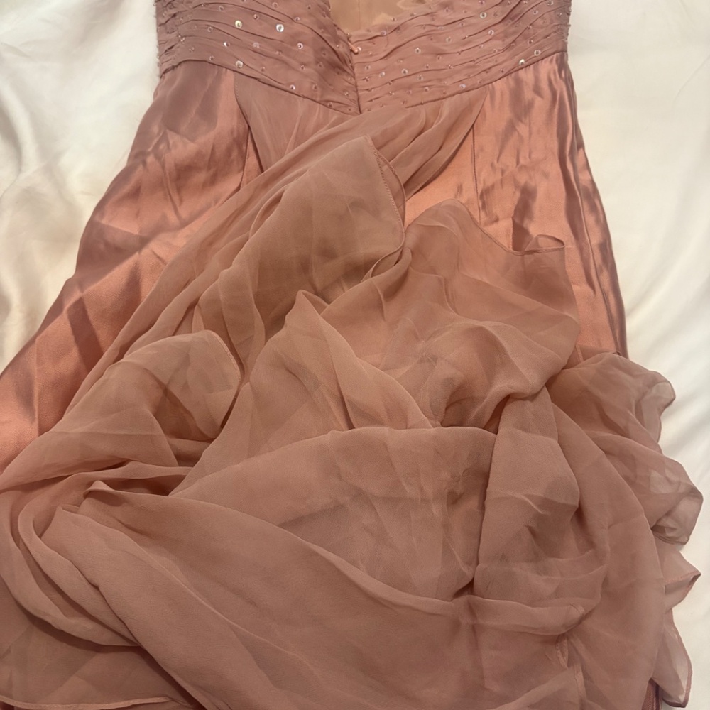 TERI JON STRAPLESS Dusty pink GOWN VOILE SHEER TRAIN SHANTUNG 2 4 8 10 - Picture 3 of 5